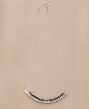 Iolite Gemstone Curved Bar Necklace