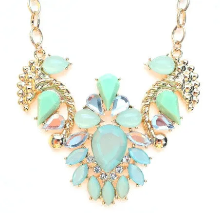 Jeweled Pendant Necklace- Mint