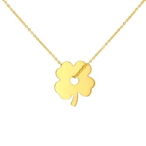 JewelryAmerica Polished 14K Yellow Gold Lucky Four Leaf Clover Necklace