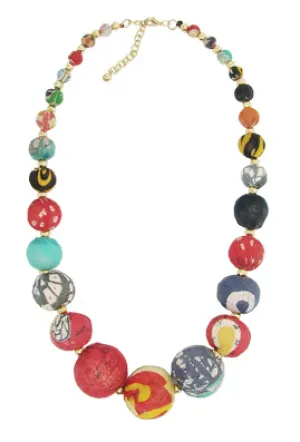 Kantha Graduated Beaded Necklace
