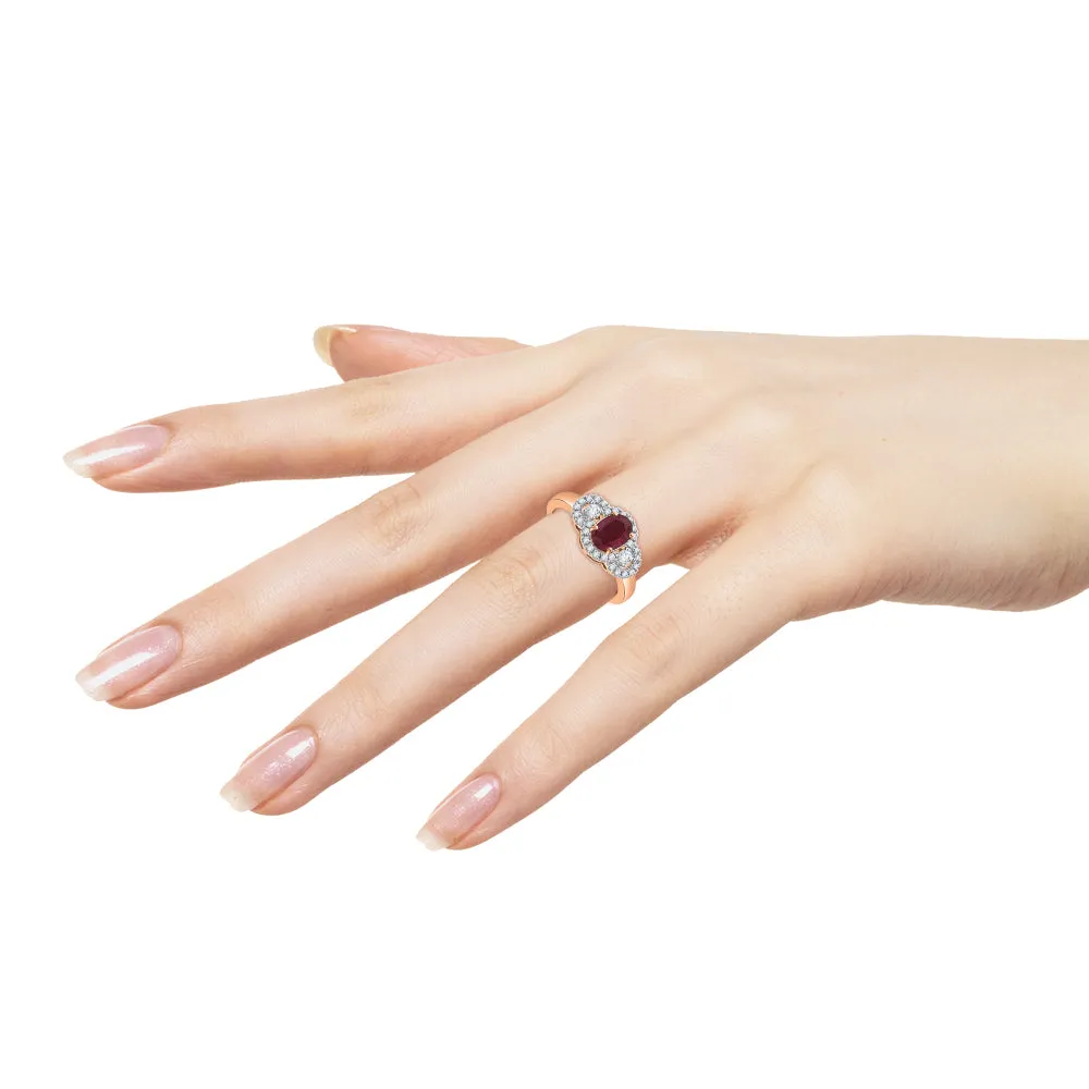 KATARINA Diamond and Oval Cut Ruby Fashion Ring (1 1/4 cttw)