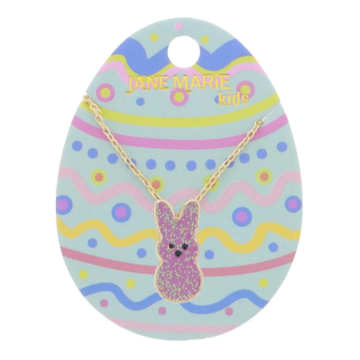 Kids Purple Glitter Bunny Necklace - 3" Ext