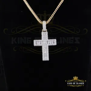 King Of Bling's 925 Sterling Yellow Silver 7.50ct VVS D Clr.Moissanite Cross Pendant Men/ Women.
