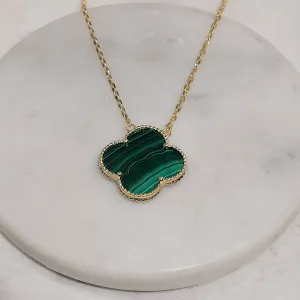 Large Malachite Clover necklace