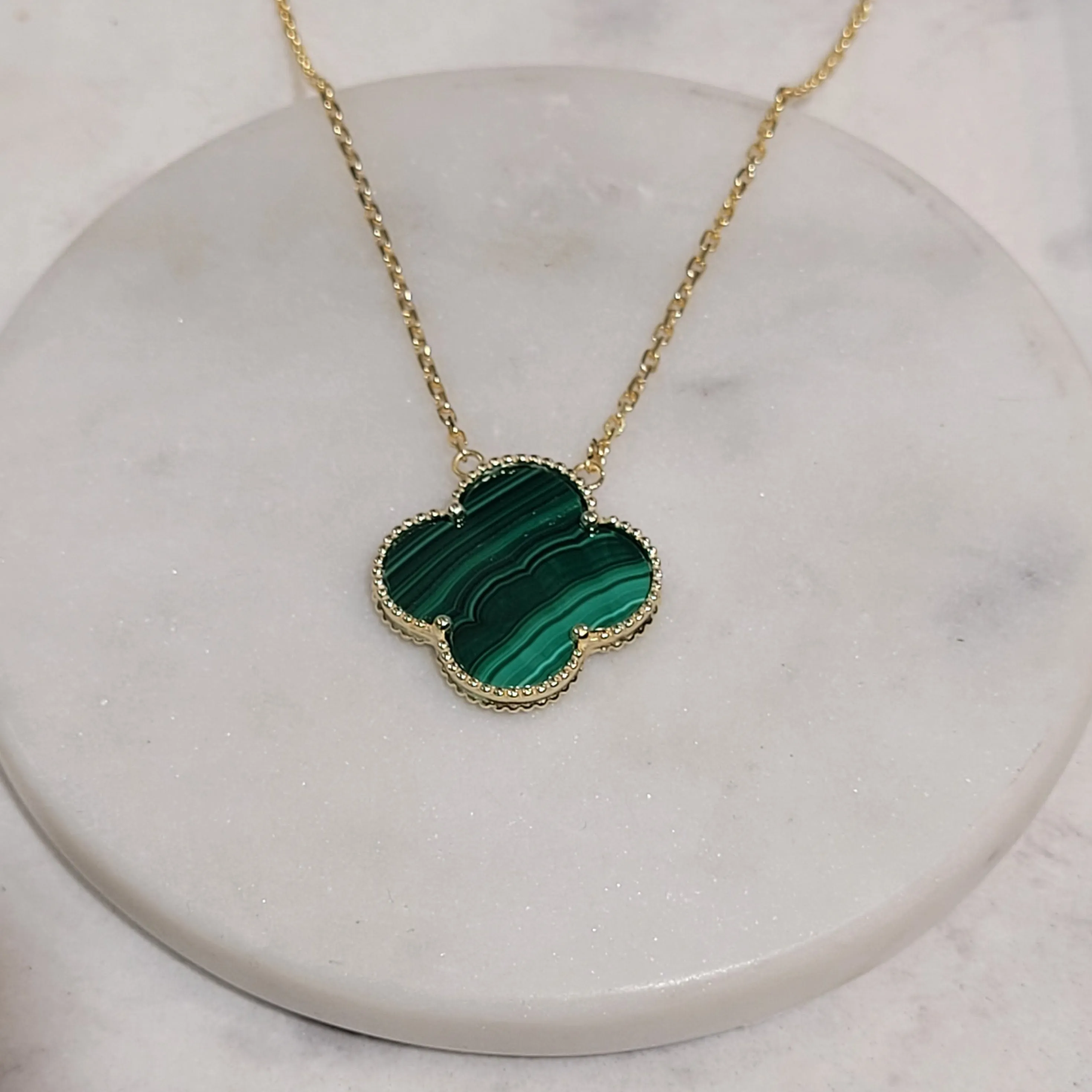Large Malachite Clover necklace