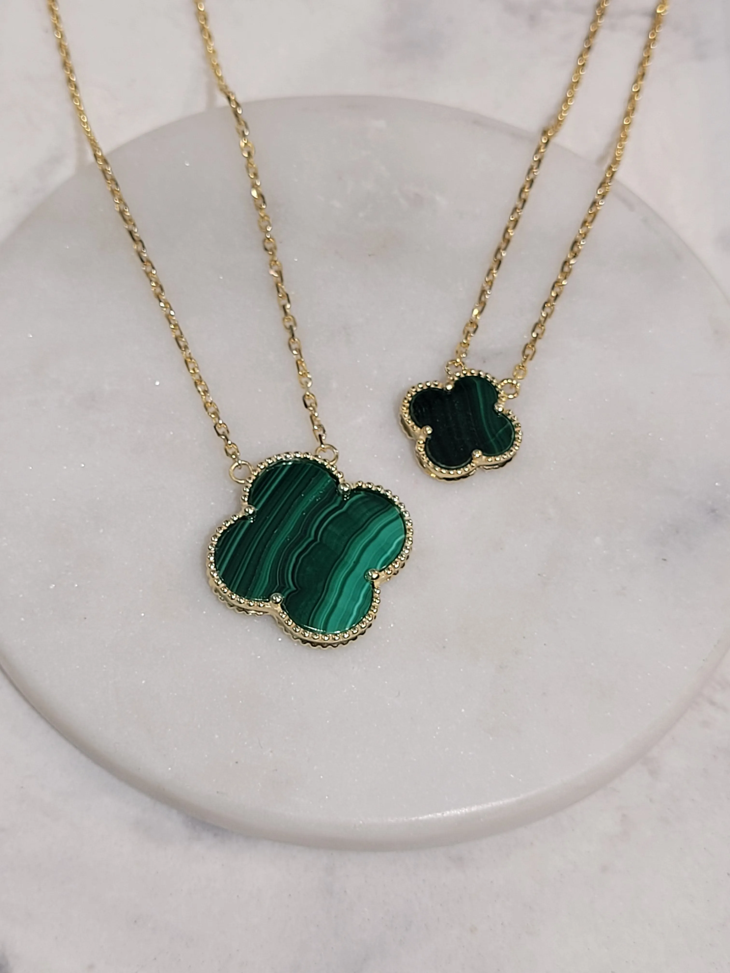 Large Malachite Clover necklace