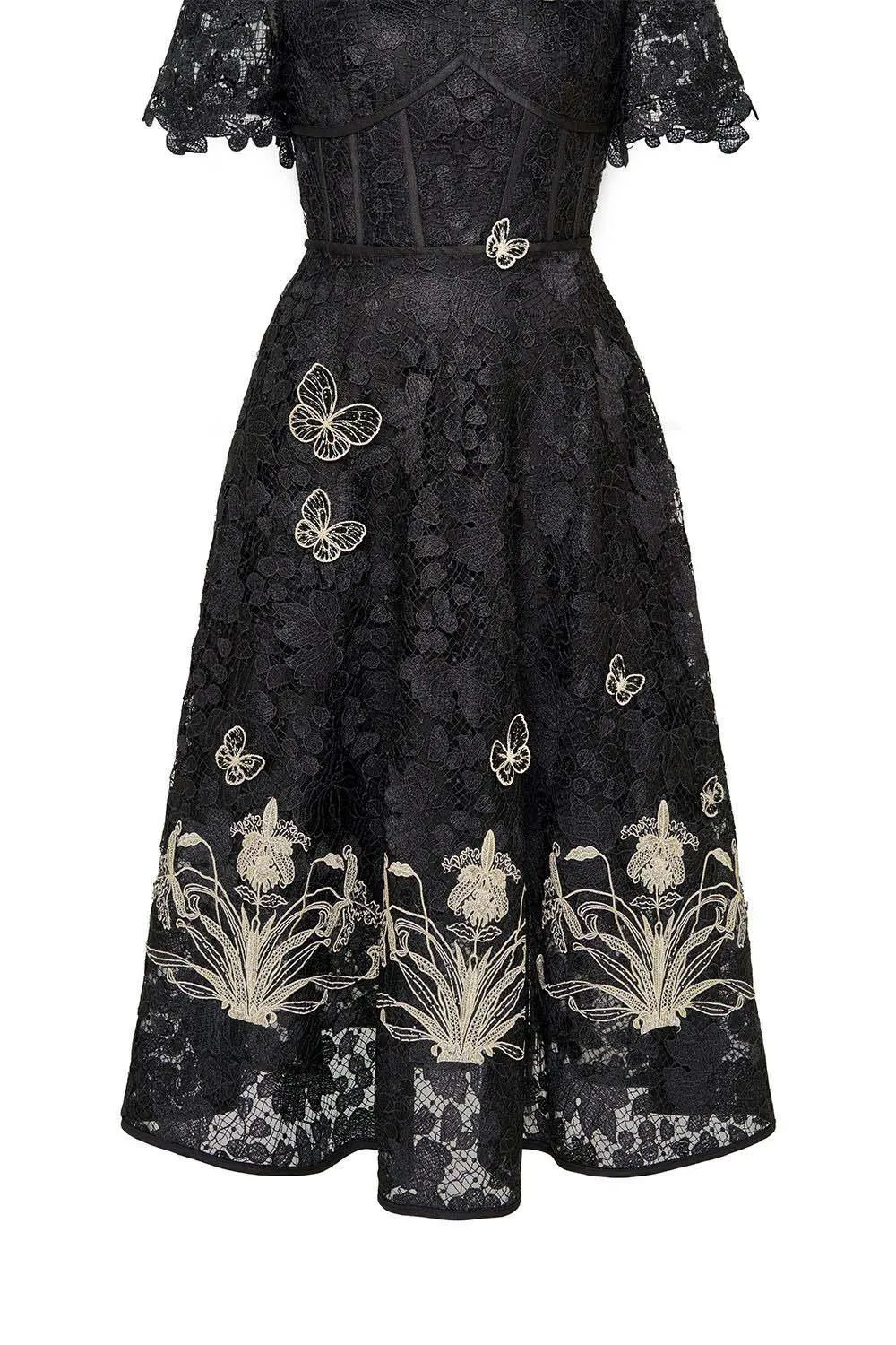 Lorraine A-line Embroidered Lace Midi Dress