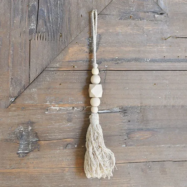 Natural Beaded Geo Tassel