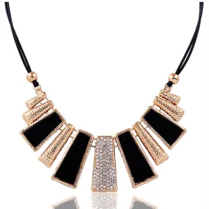 New Fashion Design Beads Enamel Bib Leather Braided Rope Chain Necklace