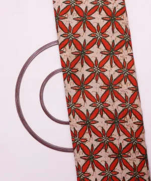 Off-White and Green Floral Print Rayon Fabric