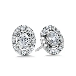 Oval-Cut, Diamond Star, Heavenly Halo Stud Earrings (1/2 ctw)