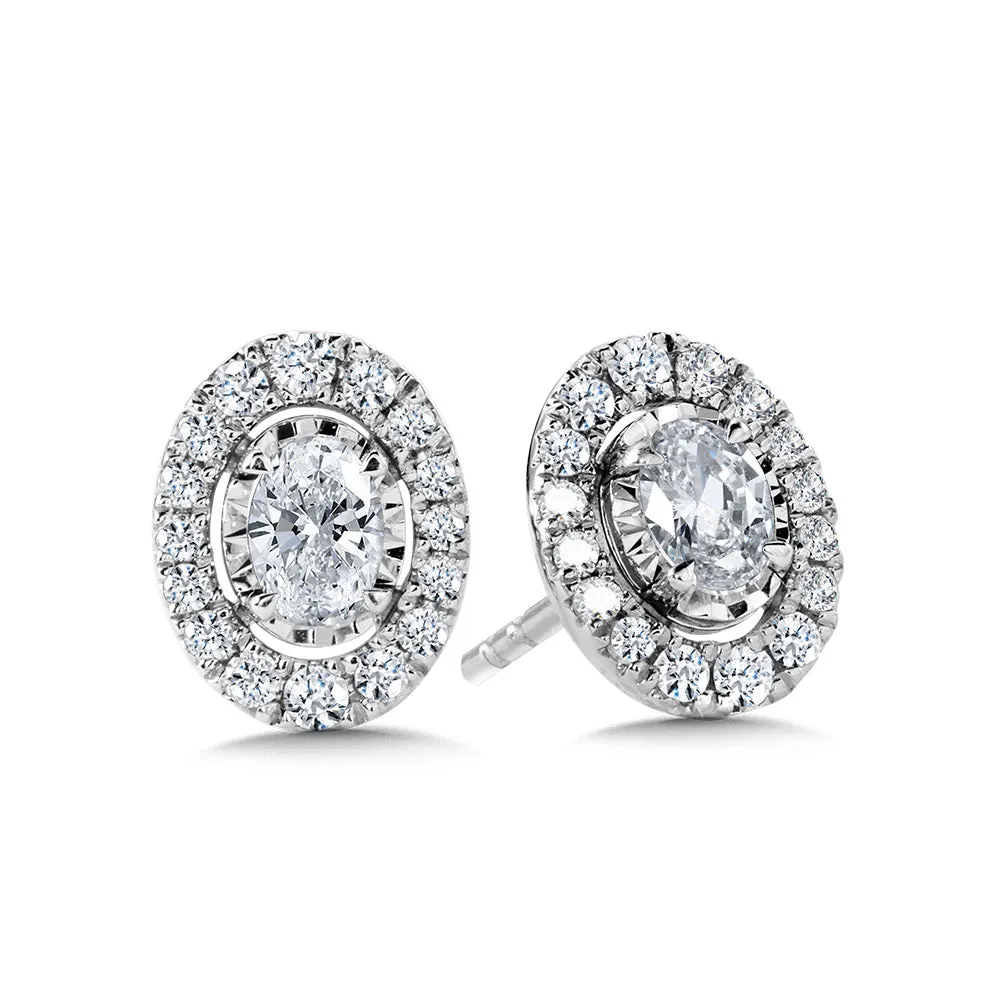 Oval-Cut, Diamond Star, Heavenly Halo Stud Earrings (1/2 ctw)