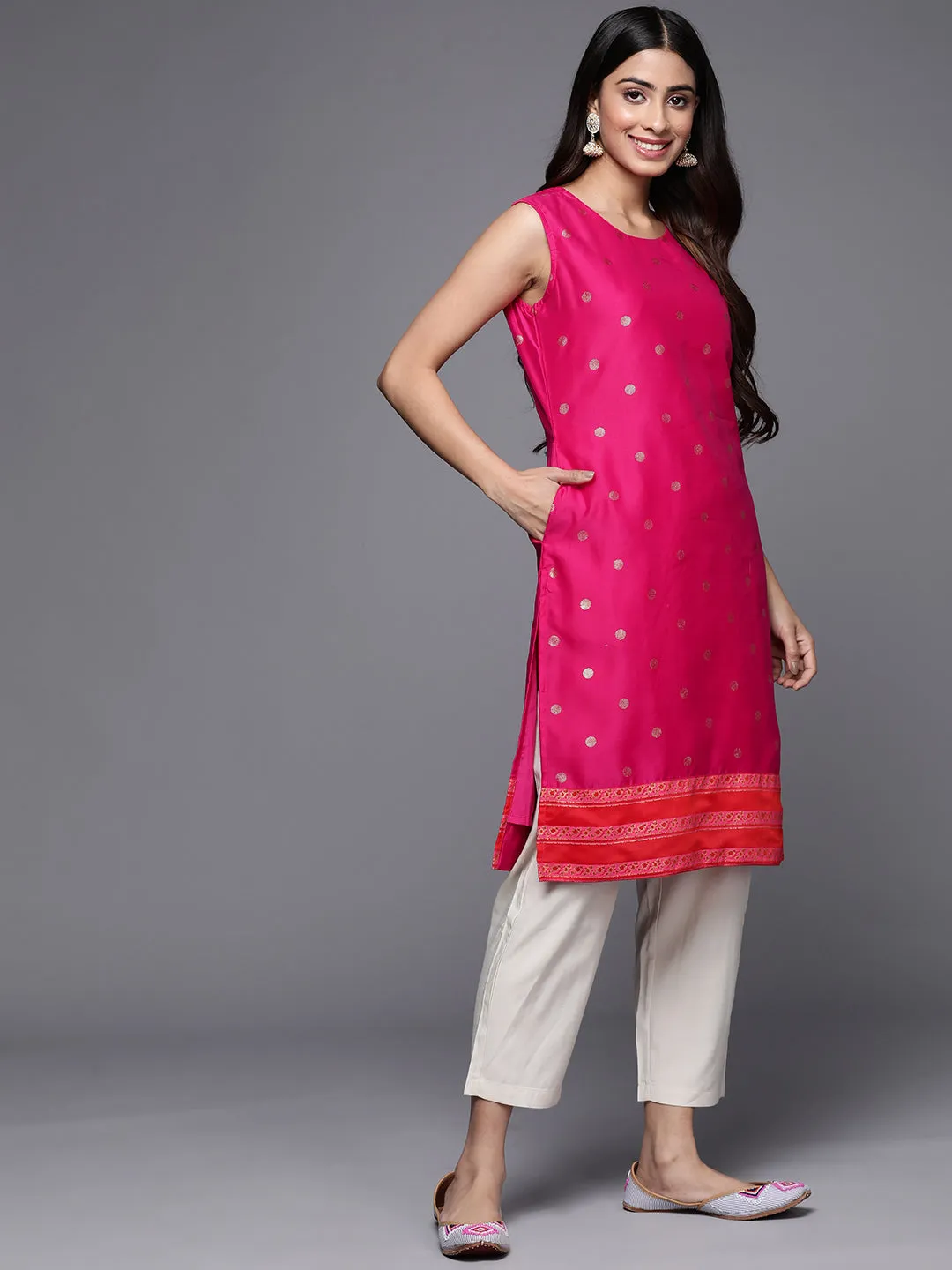 Pink Geometric Printed Kurta