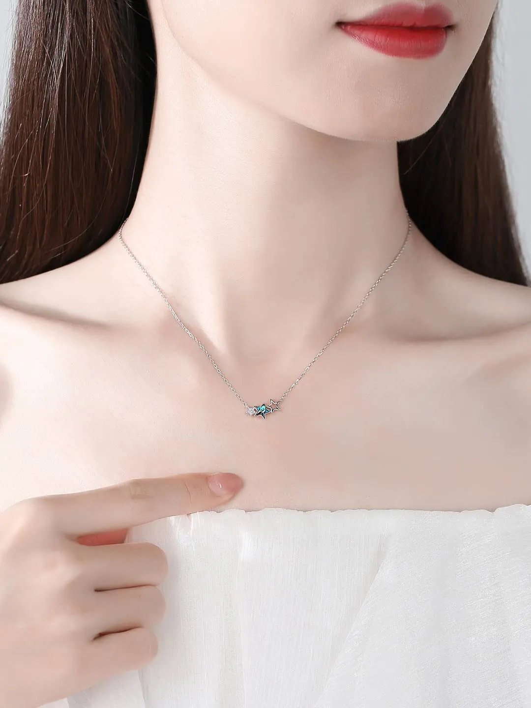 Raajsi by Yellow Chimes 925 Sterling Silver Necklace for Women & Girls Pure Silver Blue Crystal Star Pendant for Women | Birthday Gift for Women & Girls Anniversary Gift for Wife | With Certificate of Authenticity & 925 Stamp
