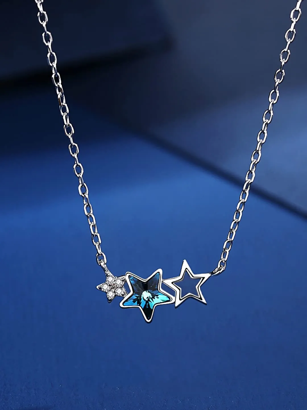 Raajsi by Yellow Chimes 925 Sterling Silver Necklace for Women & Girls Pure Silver Blue Crystal Star Pendant for Women | Birthday Gift for Women & Girls Anniversary Gift for Wife | With Certificate of Authenticity & 925 Stamp