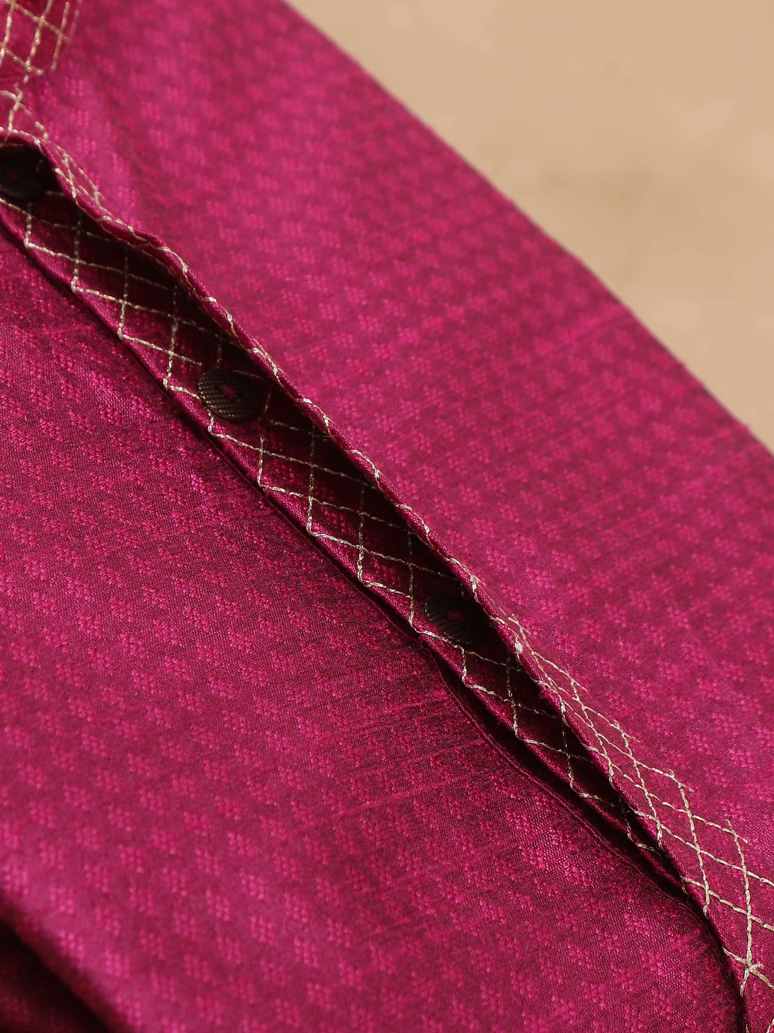 Rani Pink Embroidered Long Kurta