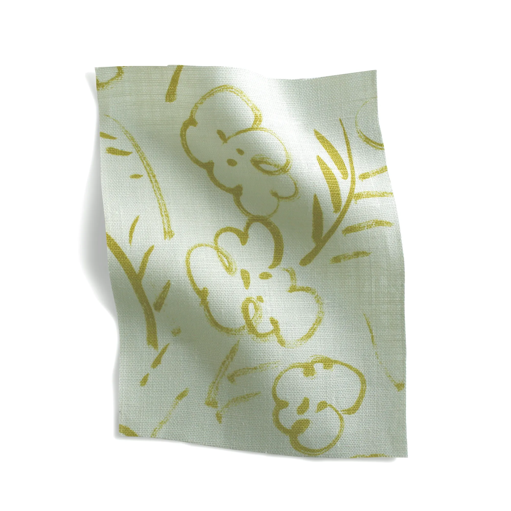 Roses Fabric in Mint/Chartreuse