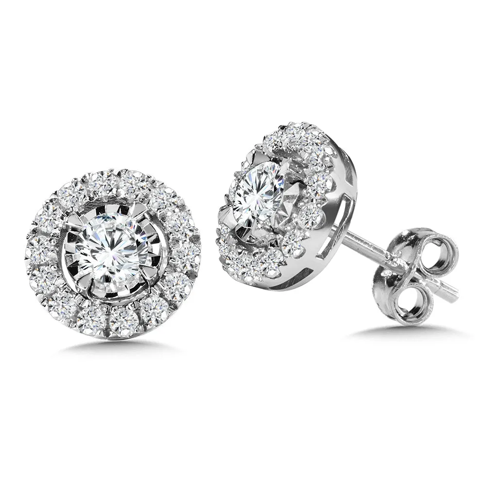 Round Diamond Star, Heavenly Halo Earrings (1.00 ctw)