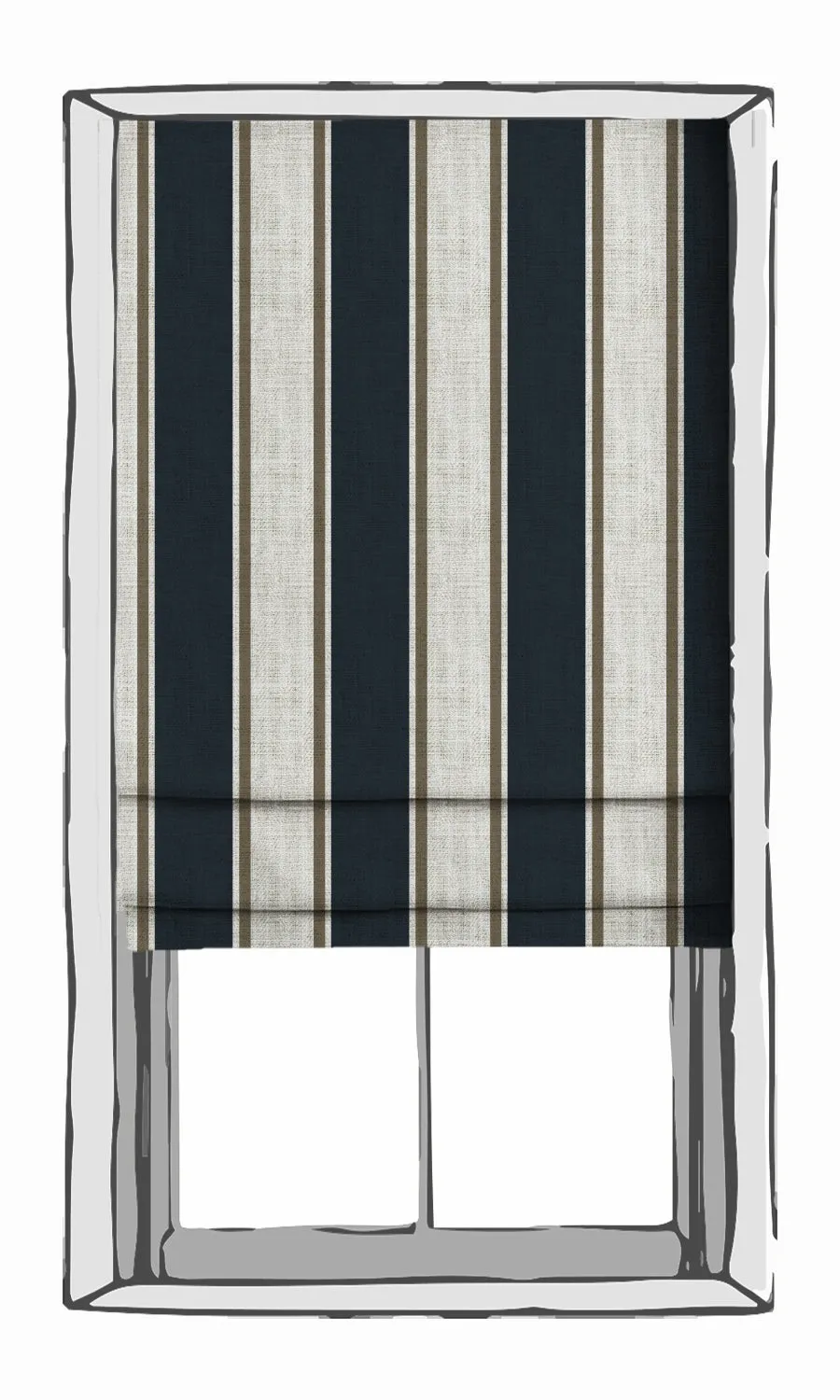 'Shipside Admiral' Geometric Print Roman Shades (Navy Blue/ Brown)