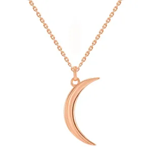 Solid 14k Rose Gold Dainty Crescent Moon Pendant Necklace with Lobster Claw Clasp (16" to 18" Adjustable Chain)