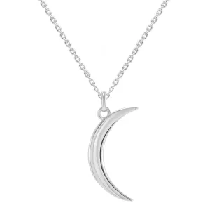 Solid 14k White Gold Dainty Crescent Moon Pendant Necklace with Lobster Claw Clasp (16" to 18" Adjustable Chain)