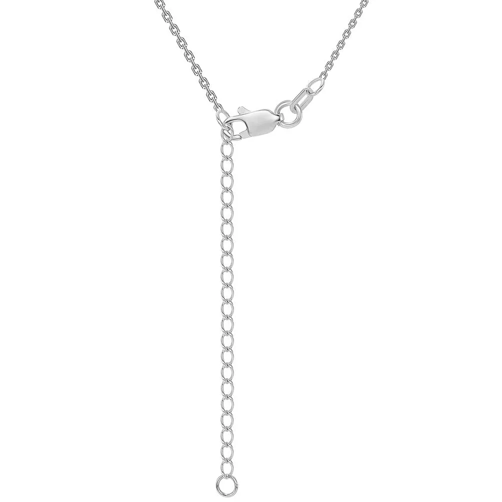 Solid 14k White Gold Dainty Crescent Moon Pendant Necklace with Lobster Claw Clasp (16" to 18" Adjustable Chain)