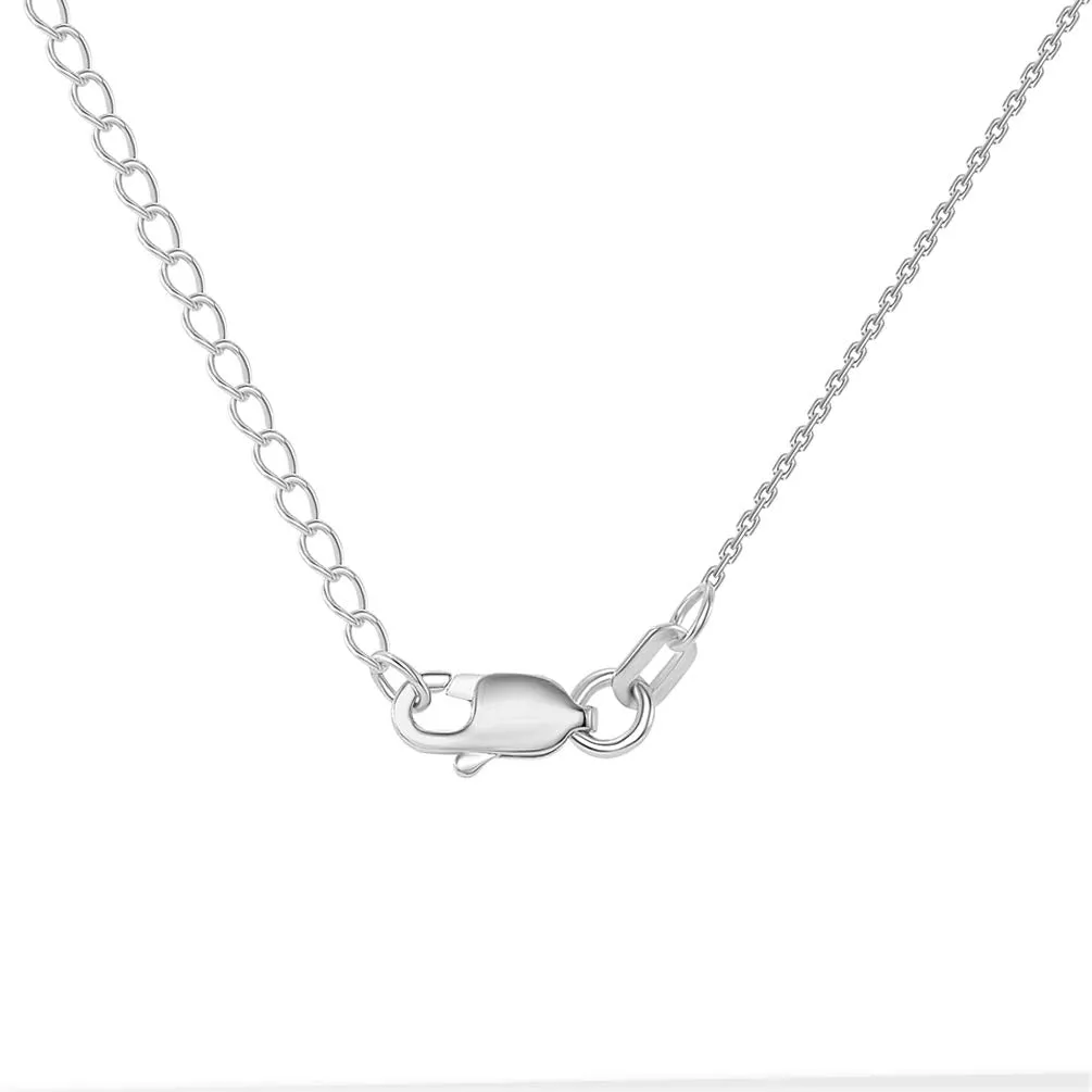 Solid 14k White Gold Dainty Crescent Moon Pendant Necklace with Lobster Claw Clasp (16" to 18" Adjustable Chain)