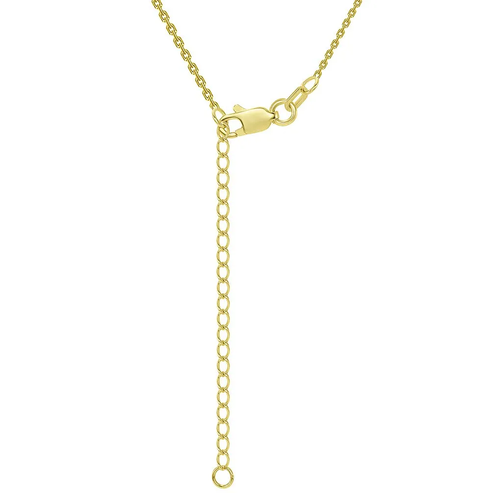 Solid 14k Yellow Gold Dainty Crescent Moon Pendant Necklace with Lobster Claw Clasp (16" to 18" Adjustable Chain)