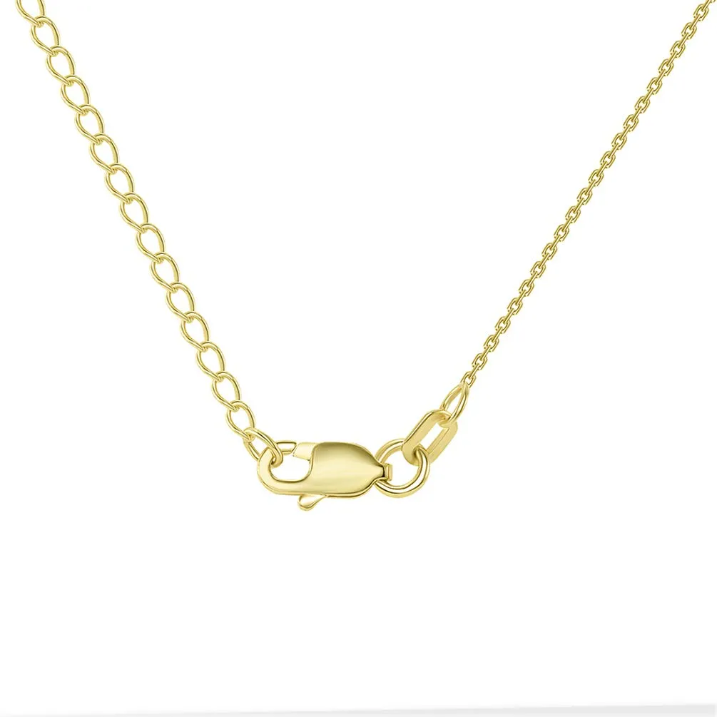 Solid 14k Yellow Gold Dainty Crescent Moon Pendant Necklace with Lobster Claw Clasp (16" to 18" Adjustable Chain)