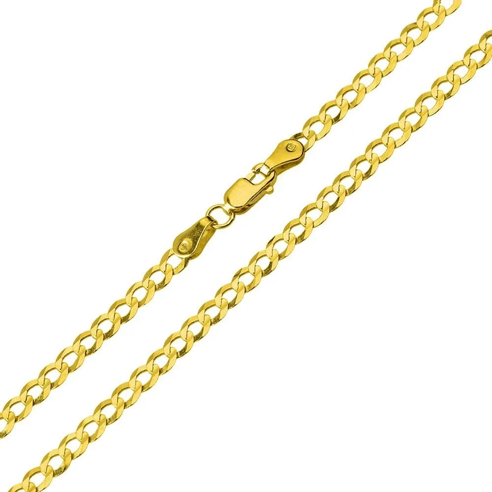 Solid 14K Yellow Gold Reversible CZ Love Arrow Pendant with Cuban Chain Necklace