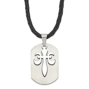 Stainless Steel Fleur De Lis Pendant Dog Tag Chain