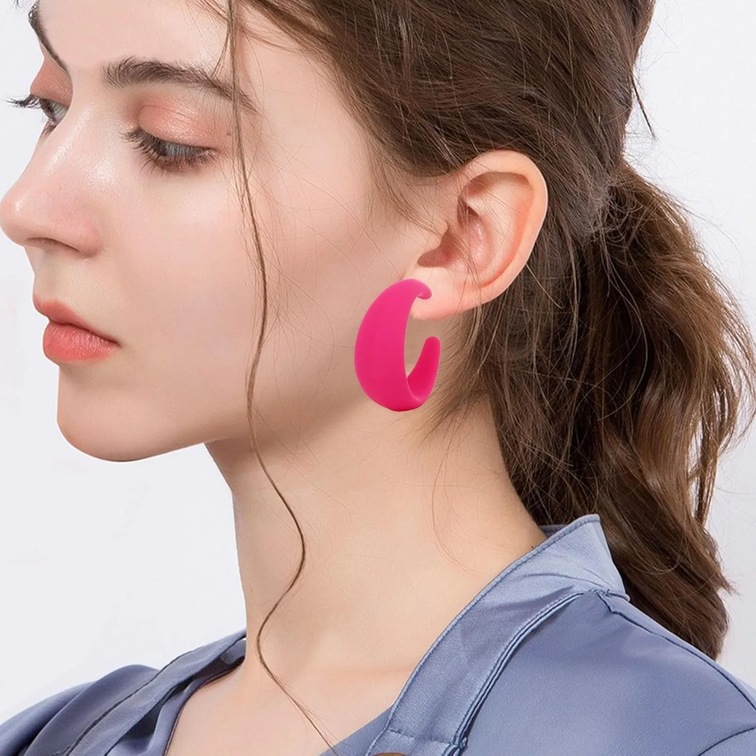 Statement Earrings Drop Dangle Earrings for Women Hot Pink Earrings Geometric Beaded Hoop Earrings Boho Rose Petal Tassel Earrings