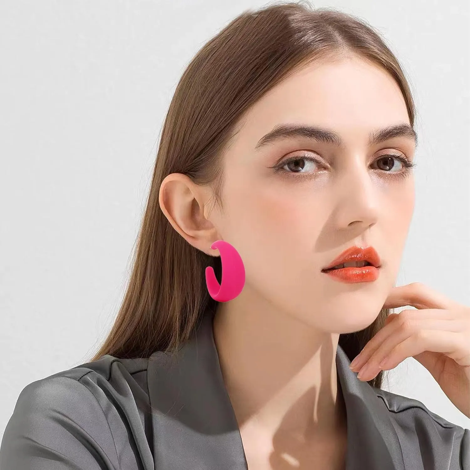 Statement Earrings Drop Dangle Earrings for Women Hot Pink Earrings Geometric Beaded Hoop Earrings Boho Rose Petal Tassel Earrings