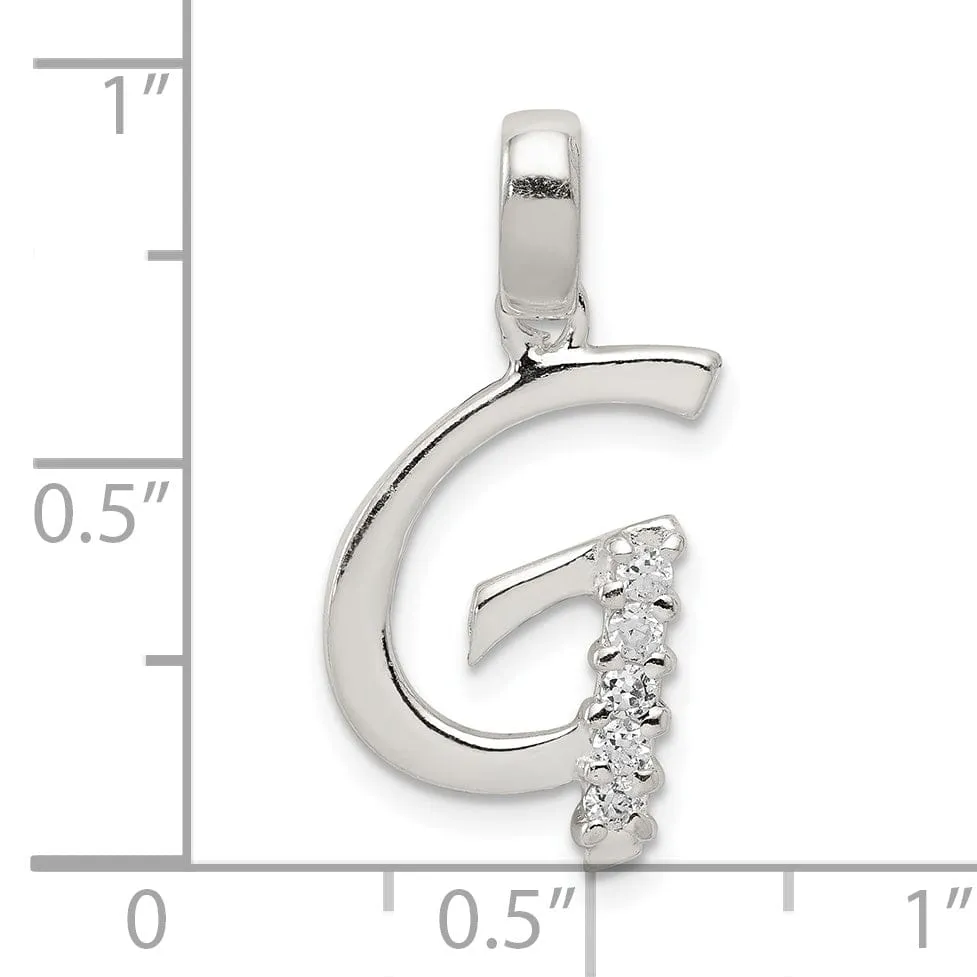 Sterling Silver CZ Initial G Charm Pendant