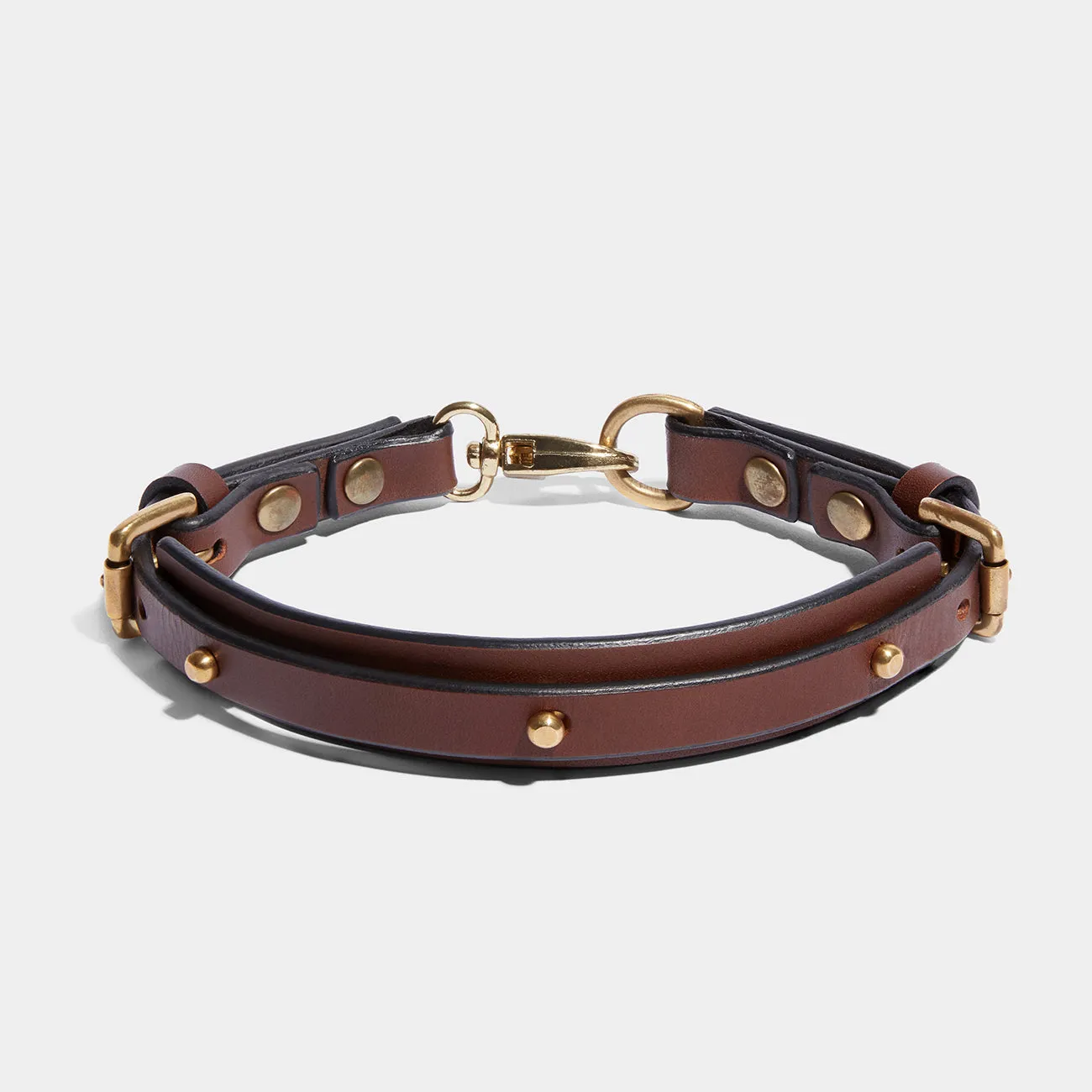 STUDDED CHOKER BROWN