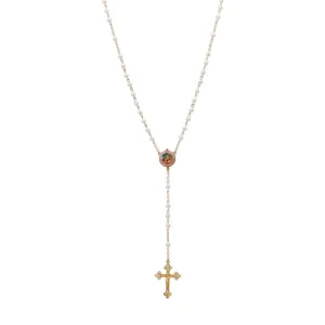 Symbols Of Faith Faux Pearl Pink Mary & Child Decal Crucifix Rosary 30"