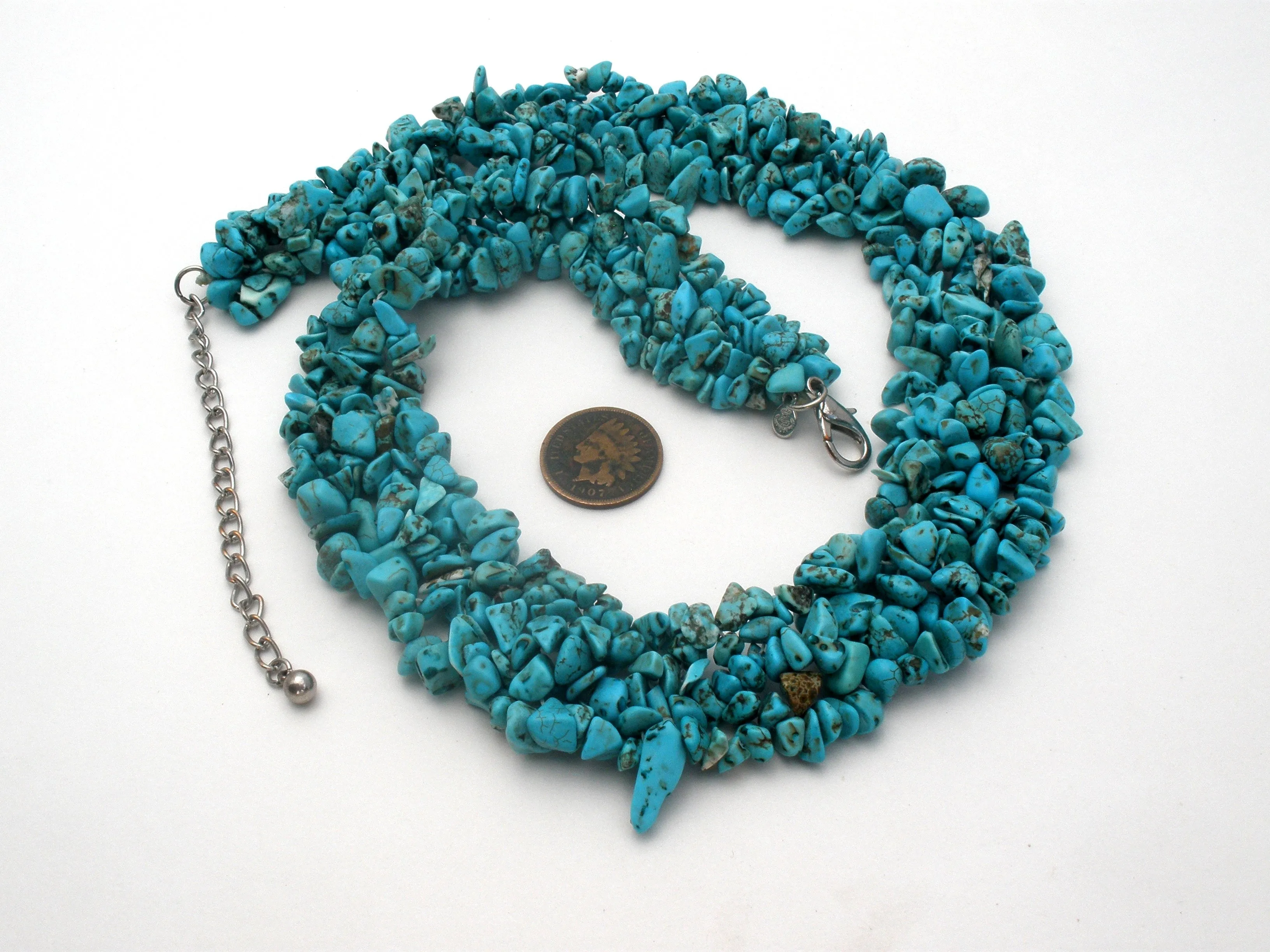 Turquoise Nugget Collar Necklace 22" Premiere