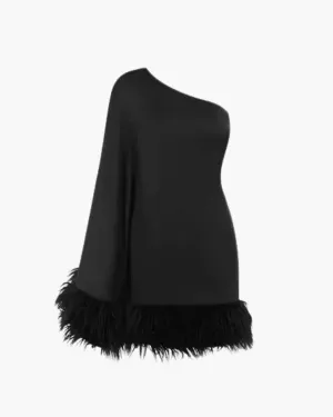 Vincenza – Feather accents – One-shoulder dress