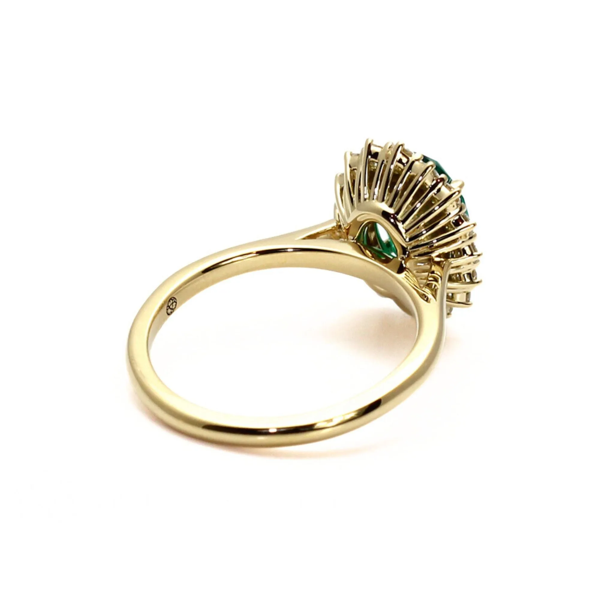 Vintage Emerald Engagement Ring Oval Cluster with Diamonds