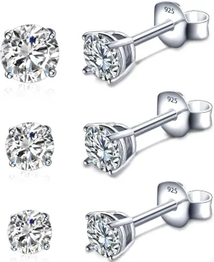 VOLUKA Moissanite Stud Earrings for Women - 925 Sterling Silver 1ct D Color Round Cut Lab Created Diamond Earrings Hypoallergenic Moissanite Earrings for Women
