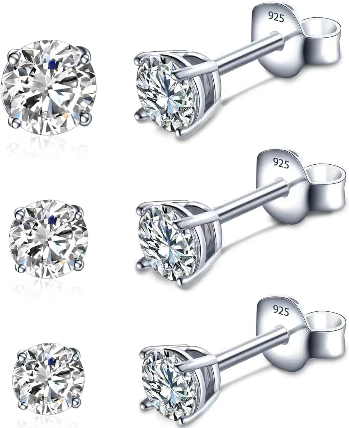 VOLUKA Moissanite Stud Earrings for Women - 925 Sterling Silver 1ct D Color Round Cut Lab Created Diamond Earrings Hypoallergenic Moissanite Earrings for Women